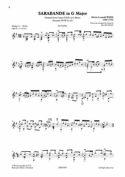 Sonata XXIX (Dresden nr.25) for Solo Guitar