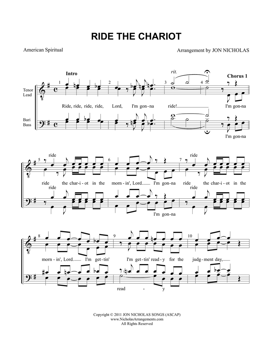 Ride The Chariot TTBB scores gallery preview page 1