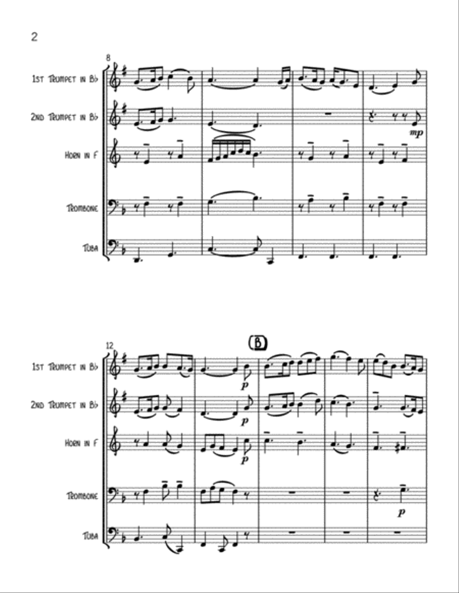 Has Sorrow Thy Young Days Shaded Brass Ensemble scores gallery preview page 2