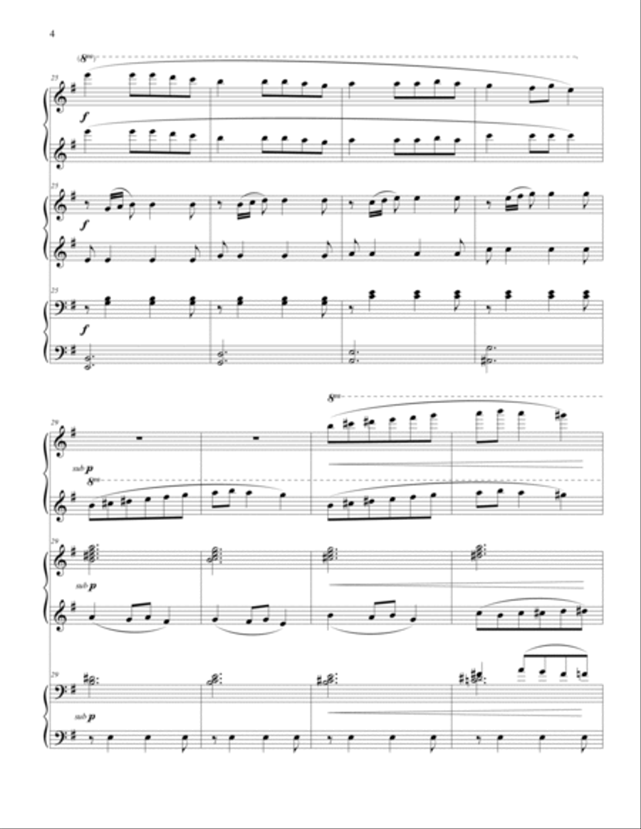 Carol of the Bells for Piano Six Hands Piano Trio scores gallery preview page 6