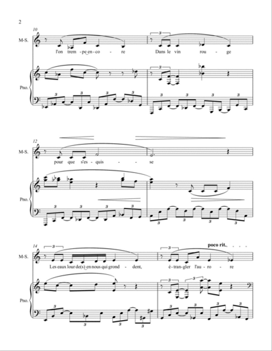 Sang d'encre (for mezzo-soprano & piano) Mezzo-Soprano Voice scores gallery preview page 2