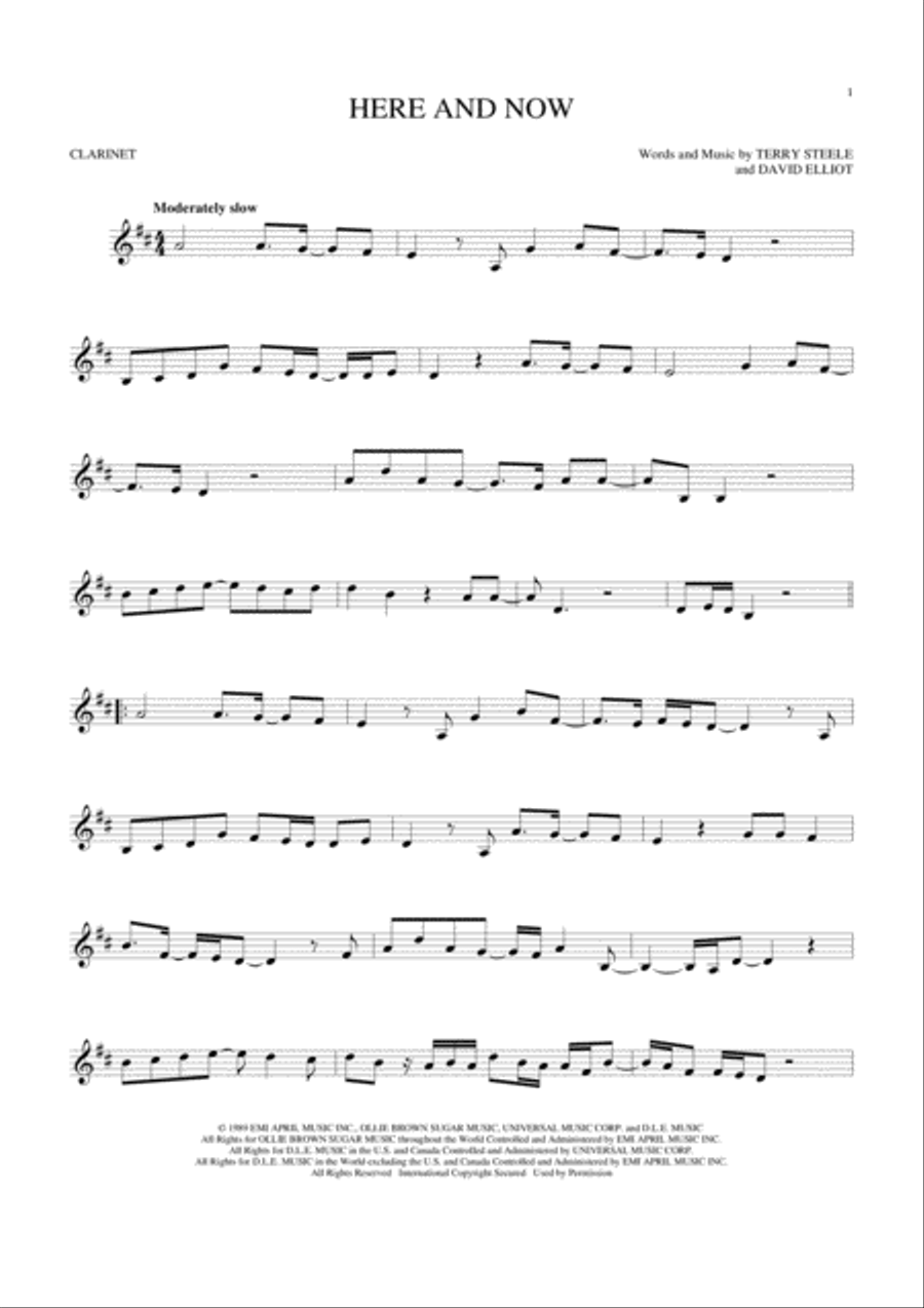 Here And Now Here And Now Clarinet Solo scores gallery preview page 1