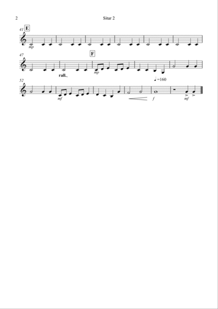 Rigaudon for Sitar Quartet Small Ensemble scores gallery preview page 6