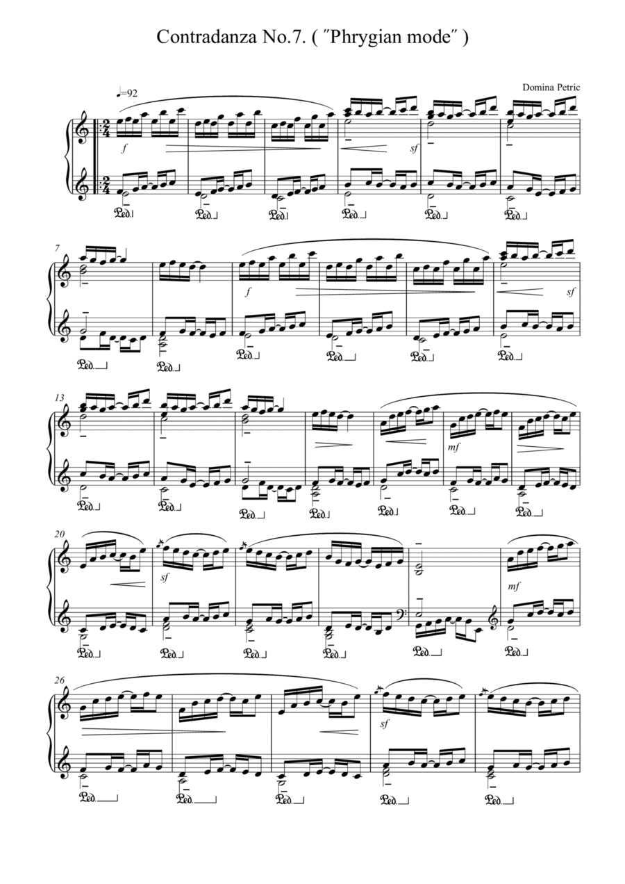 Seventh Contradanza: Phrygian mode Piano Solo scores gallery preview page 1