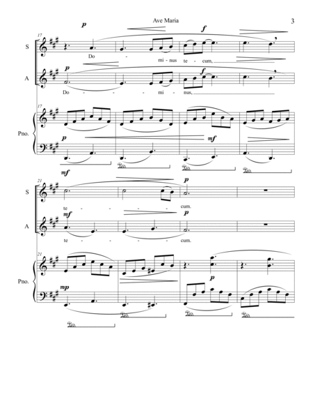 Ave Maria New Arrangement for Soprano, Alto, and Piano image number null