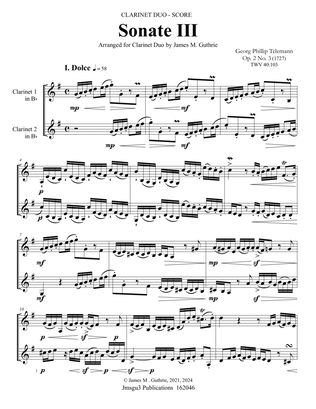 Telemann: Sonata Op. 2 No. 3 for Clarinet Duo