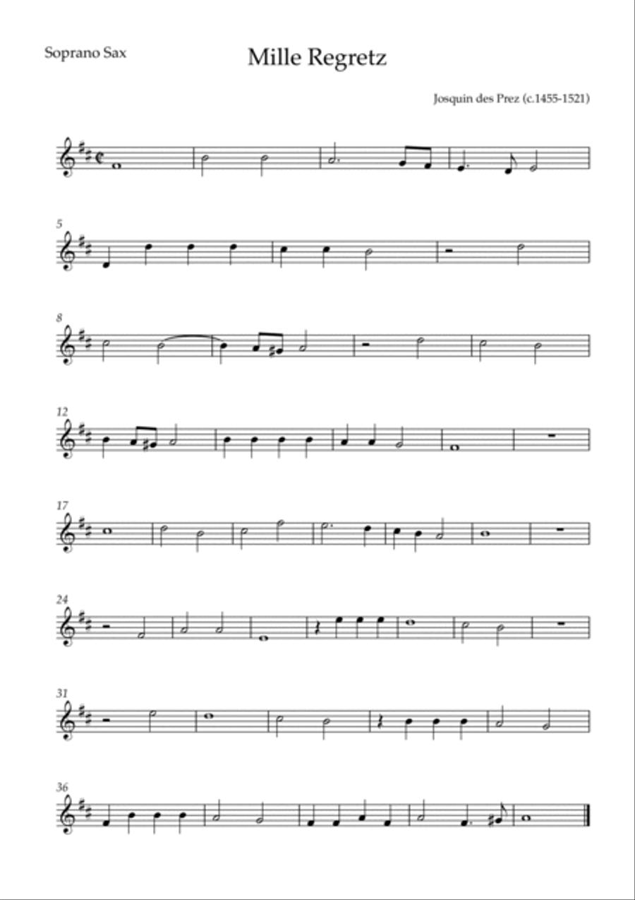 Mille Regretz Mille Regretz Saxophone Quartet scores gallery preview page 4