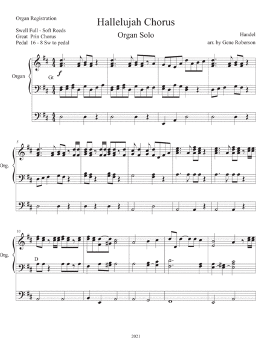 Hallelujah Chorus Organ in D Intermediate Choir scores gallery preview page 2