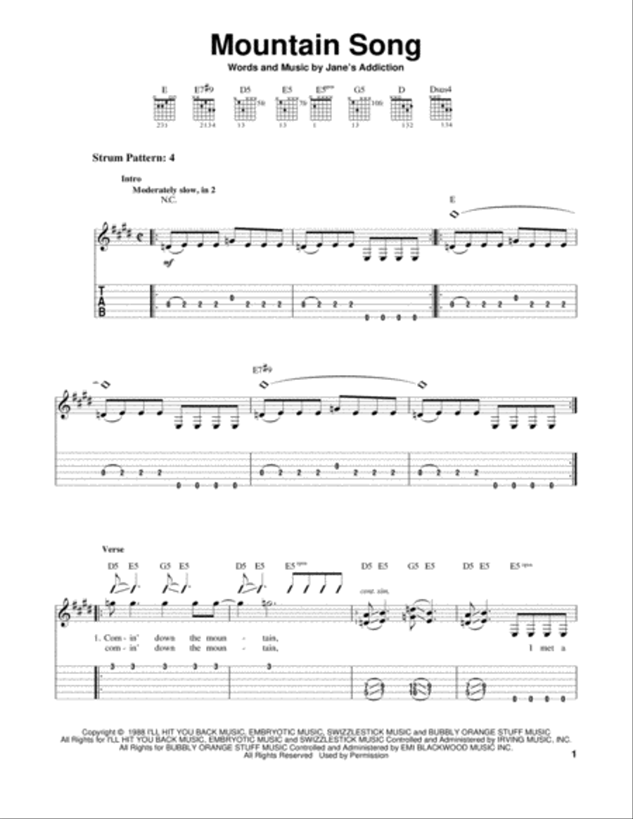 Mountain Song Mountain Song Acoustic Guitar scores gallery preview page 1