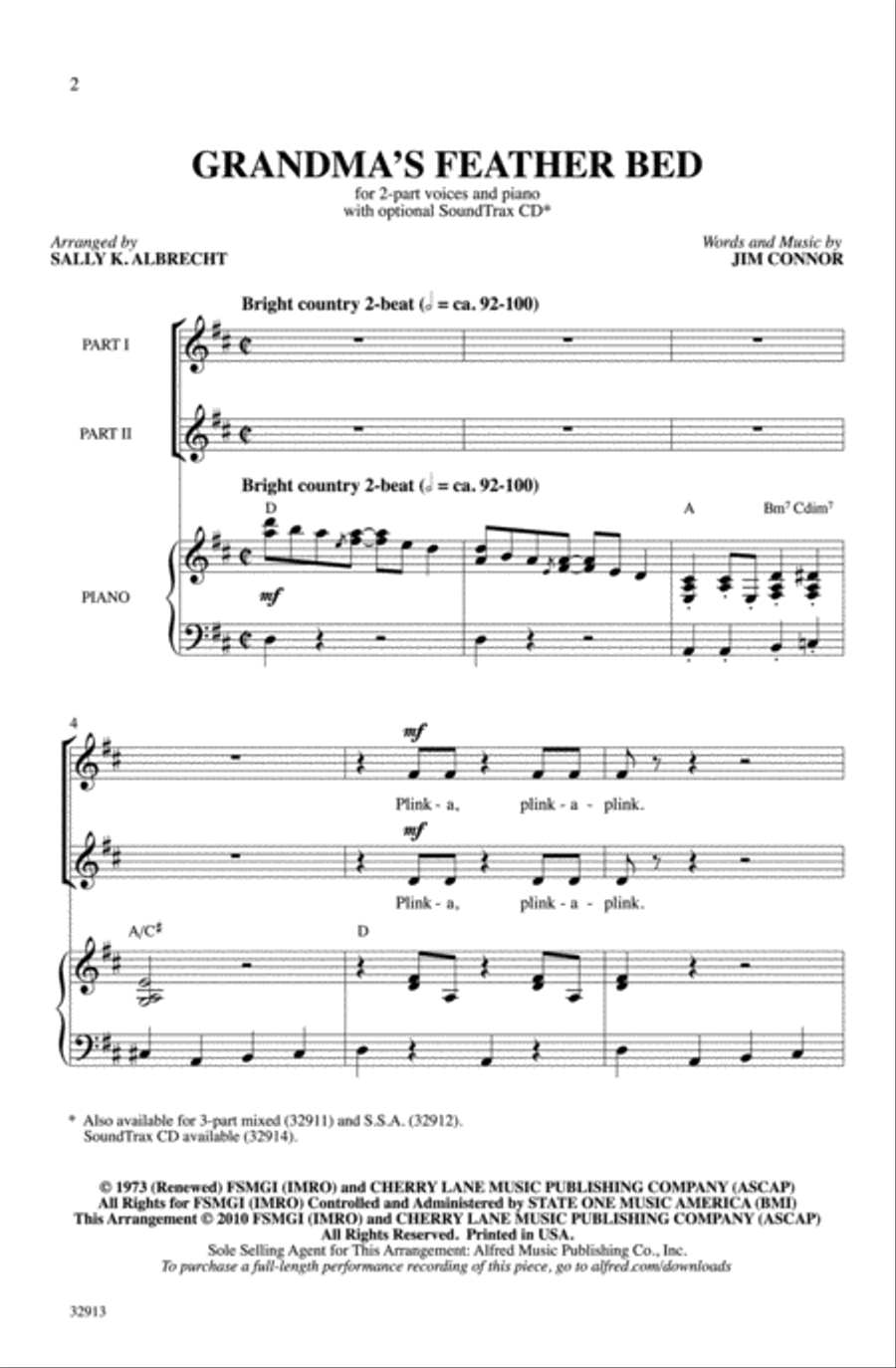 Grandma's Feather Bed Choir scores gallery preview page 1