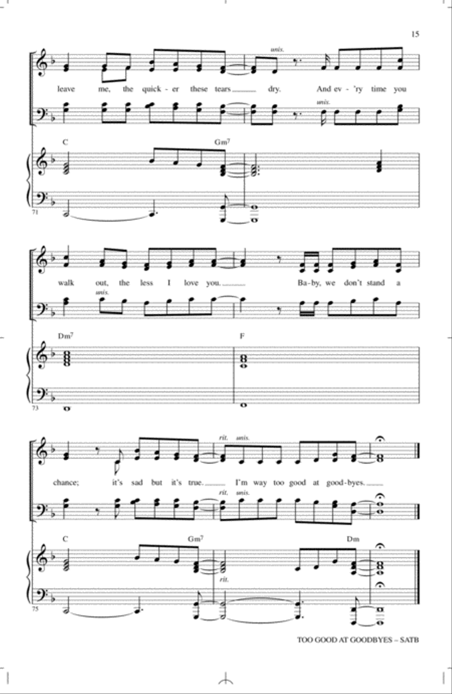 Too Good At Goodbyes 4-Part scores gallery preview page 14