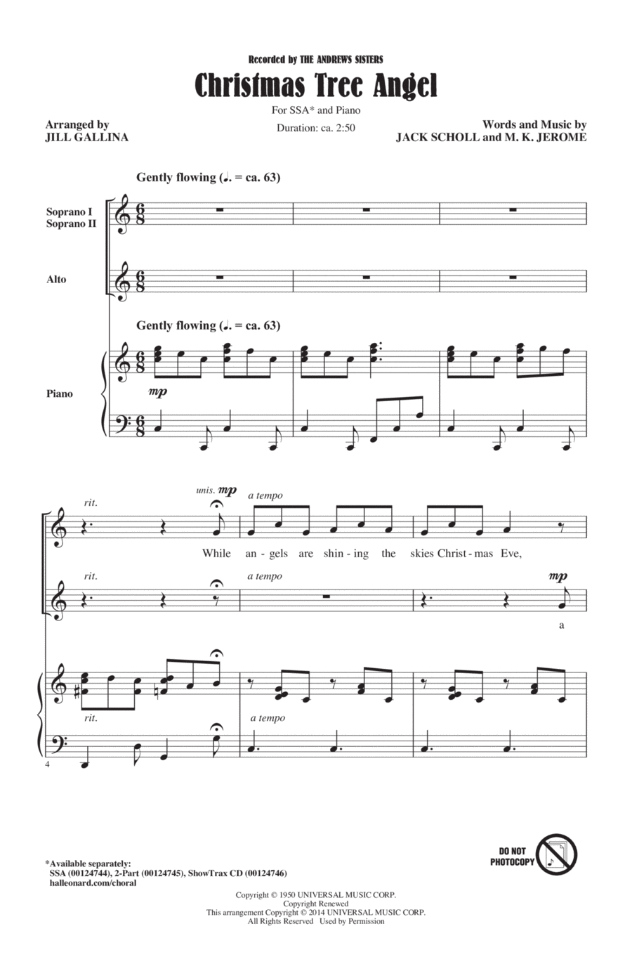 Christmas Tree Angel SSA scores gallery preview page 1