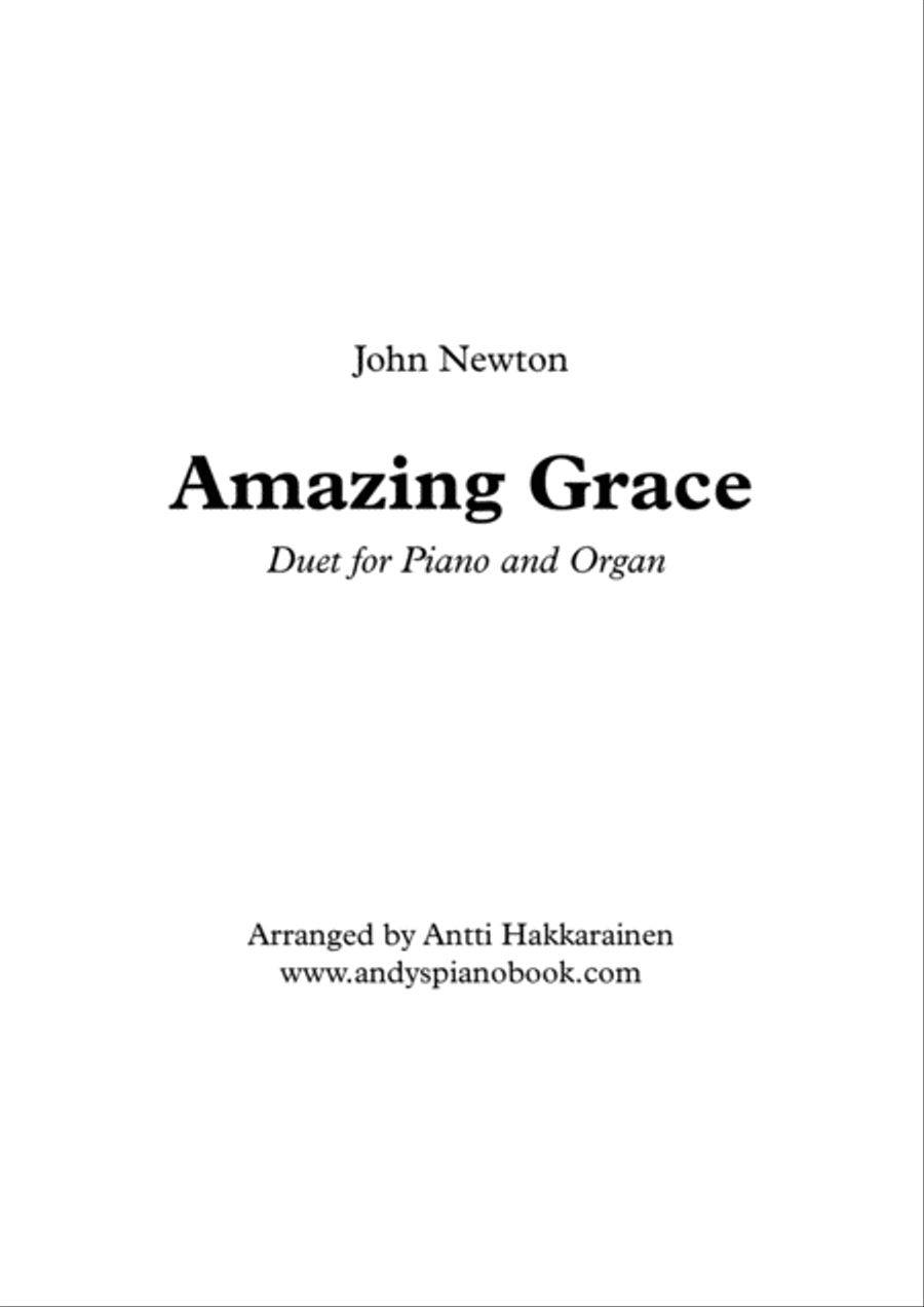 Amazing Grace - Piano & Organ Duet Piano scores gallery preview page 1