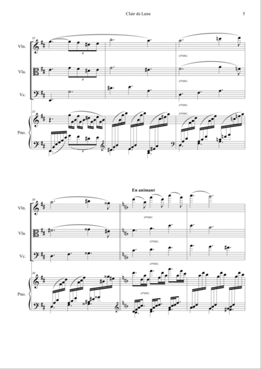 Clair de Lune in D Piano Quartet scores gallery preview page 5