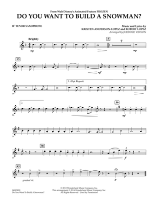 Book cover for Do You Want to Build a Snowman? (from Frozen) (arr. Johnnie Vinson) - Bb Tenor Saxophone