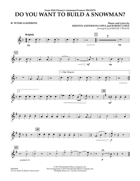 Do You Want to Build a Snowman? (from Frozen) (arr. Johnnie Vinson) - Bb Tenor Saxophone