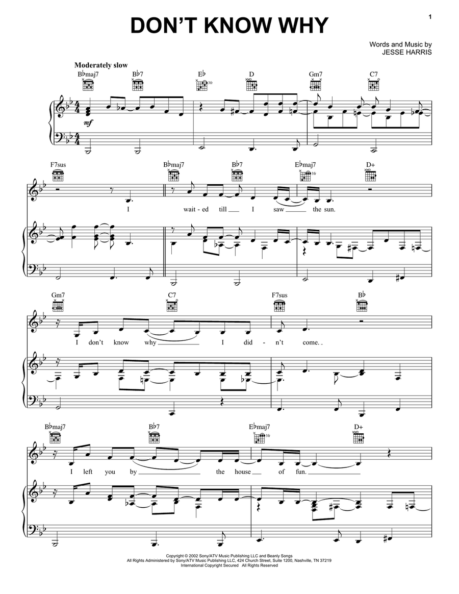 Don't Know Why Acoustic Guitar scores gallery preview page 1