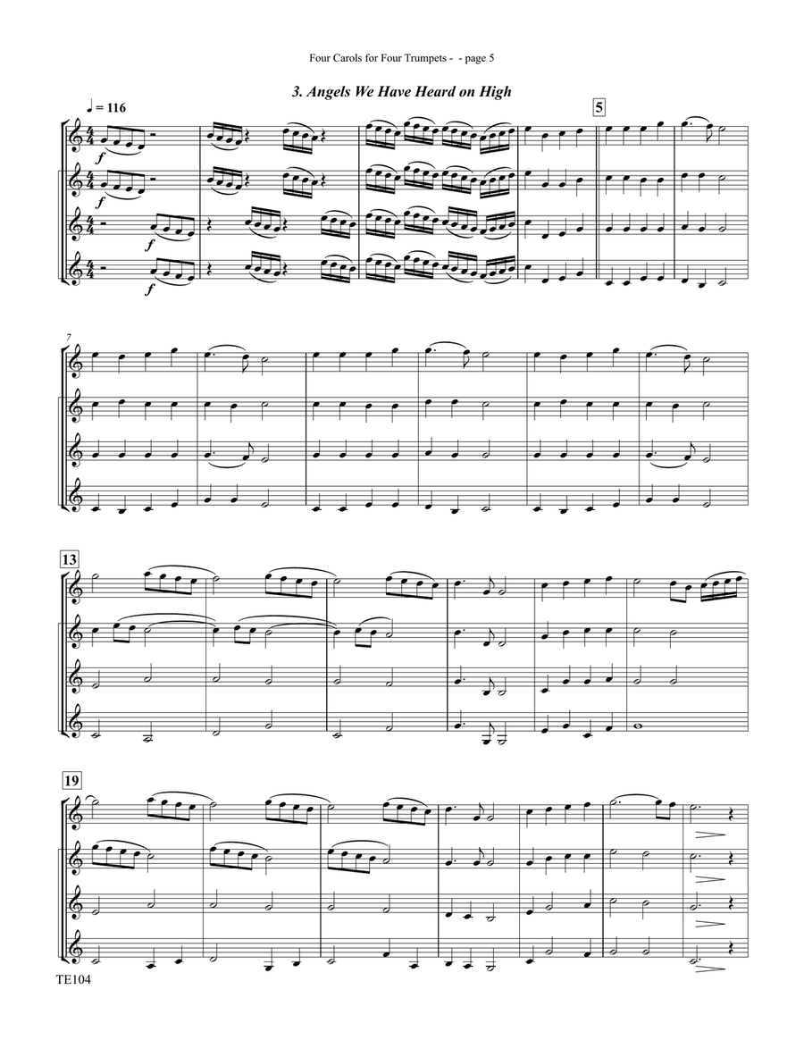 Four Carols for Four Trumpets Trumpet scores gallery preview page 4
