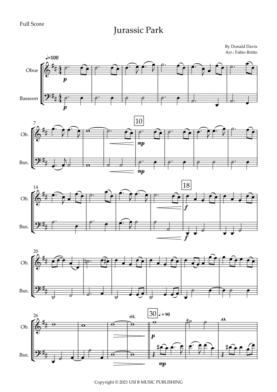 Jurassic Park Iii Jurassic Park Iii Woodwind Duet scores gallery preview page 1