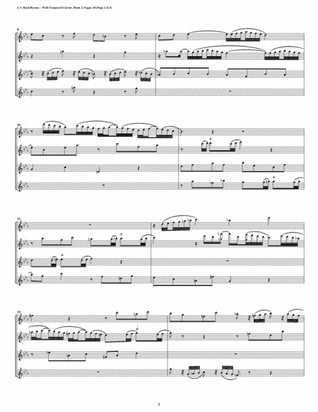 Fugue 20 from Well-Tempered Clavier, Book 2 (Flute Quartet) image number null