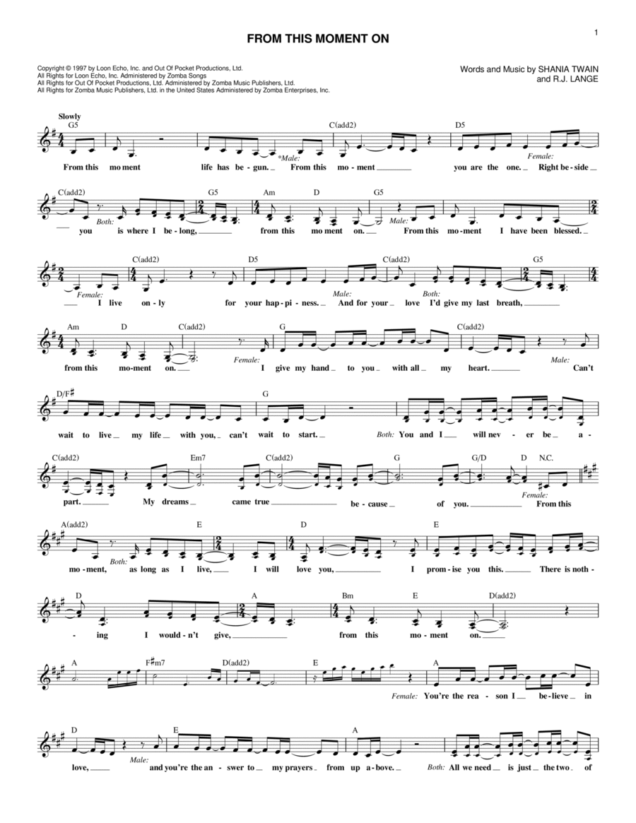 From This Moment On Piano scores gallery preview page 1