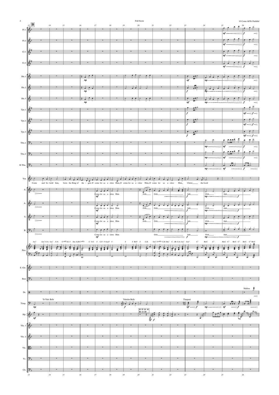 O Come All Ye Faithful (Adeste Fideles) - Female vocal with Choir and Pops Orchestra, Key of F to G Choir scores gallery preview page 2