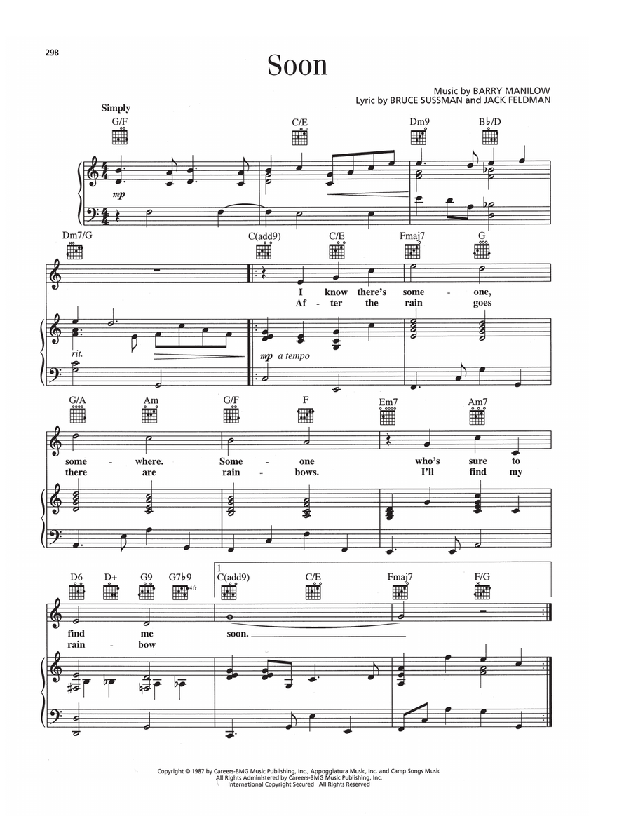 Soon (from Thumbelina) Soon (from Thumbelina) Piano, Vocal, Guitar scores gallery preview page 1
