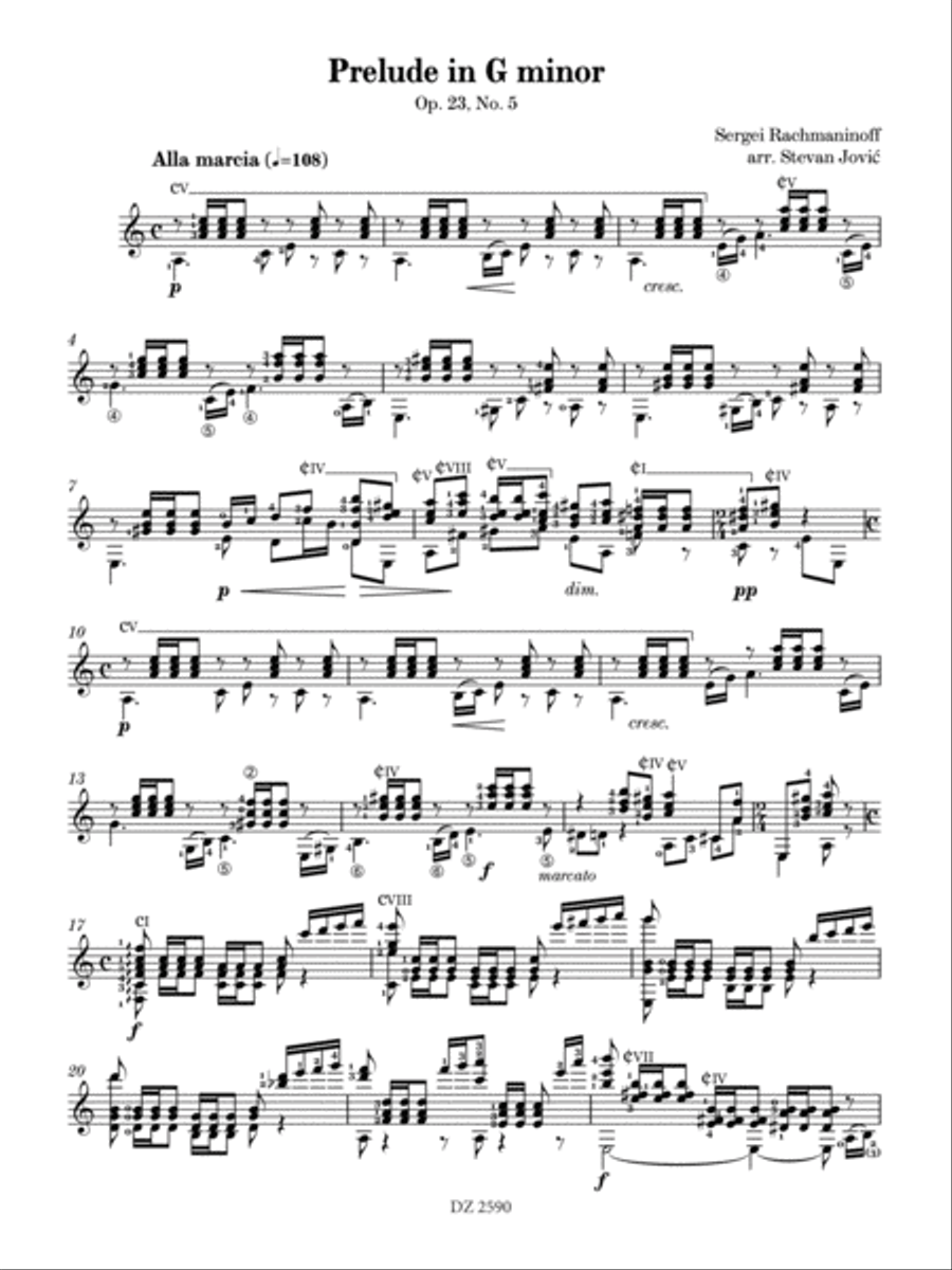 Prelude in G minor, Op. 23, No. 5 Classical Guitar scores gallery preview page 3