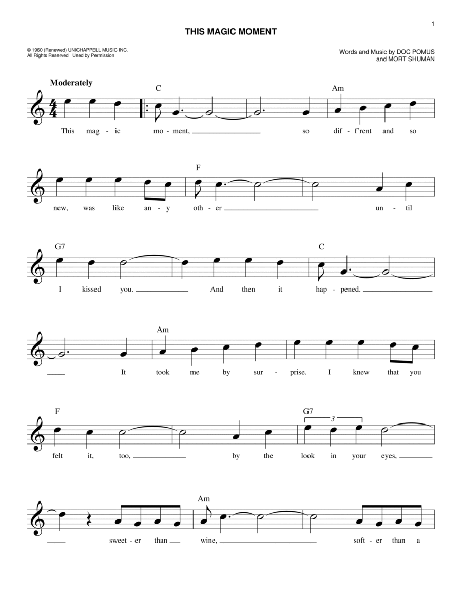 This Magic Moment Piano scores gallery preview page 1