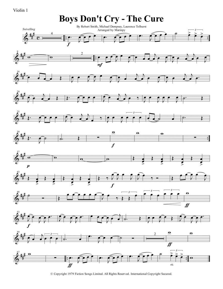 Boys Don't Cry String Quartet scores gallery preview page 1
