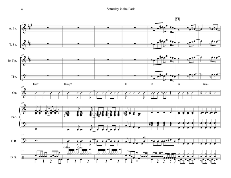 Saturday In The Park Cover Band scores gallery preview page 4