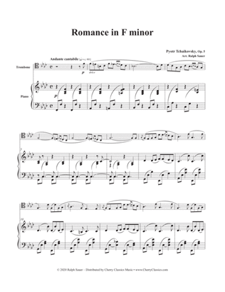 Book cover for Romance in F minor, Op. 5 for Trombone and Piano