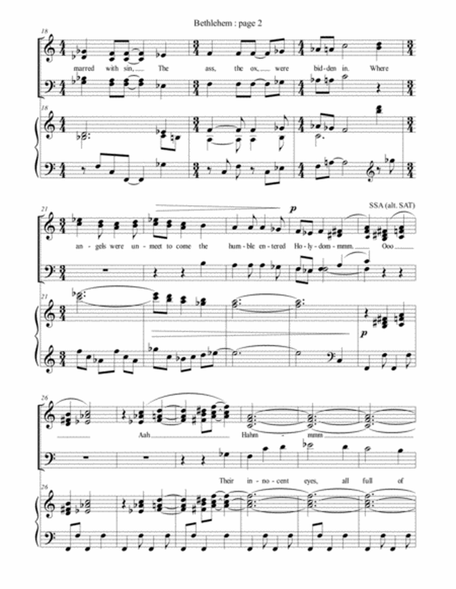3. Bethlehem (All Heaven and it was One Hour Old) : SATB Choir & Piano image number null
