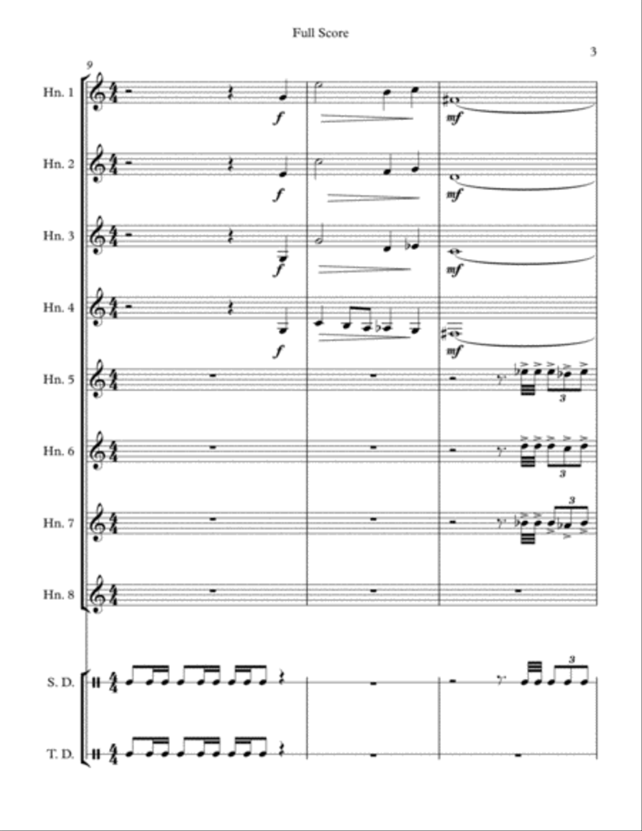 All The Heroes for Horn Octet and Percussion Chamber Orchestra scores gallery preview page 3