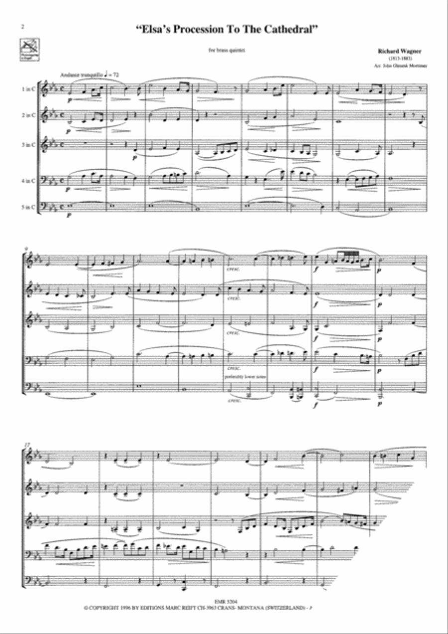 Elsa's Procession To The Cathedral Brass Ensemble scores gallery preview page 3