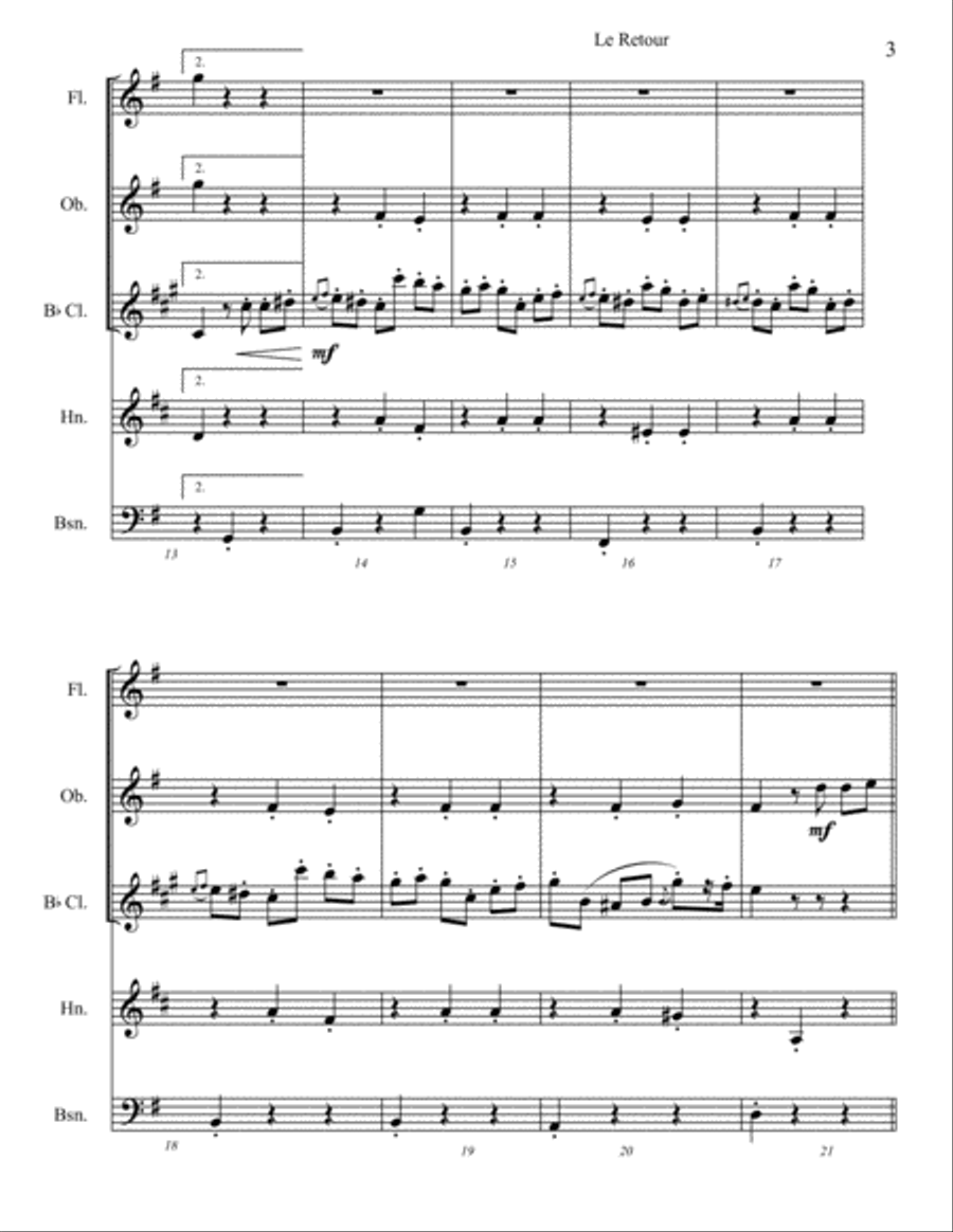 Le Retour du Patre Woodwind Quintet scores gallery preview page 3