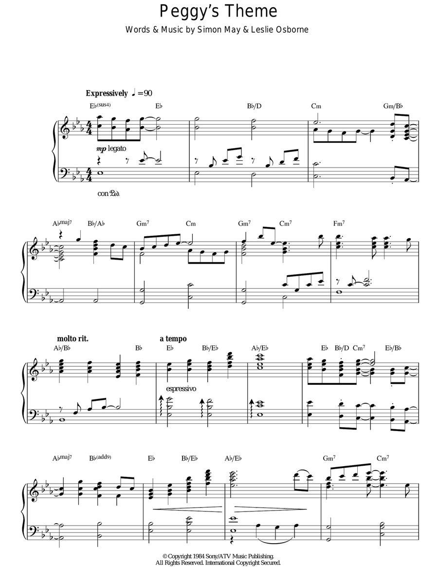 Peggy's Theme Piano Solo scores gallery preview page 1