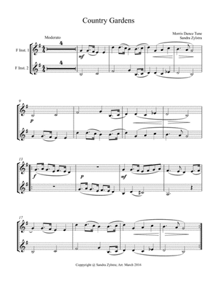 Country Gardens (treble F instrument duet, parts only)