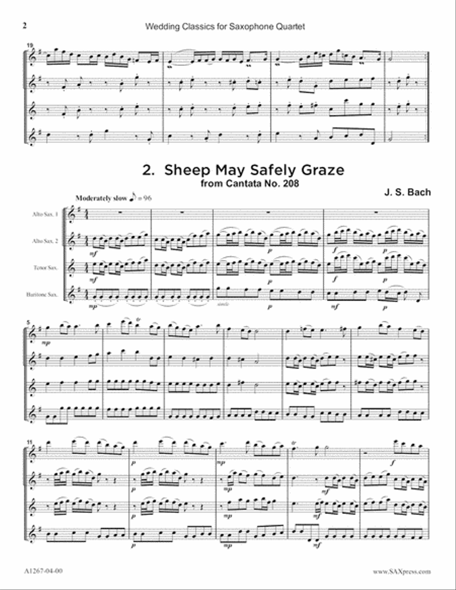 Wedding Classics for Saxophone Quartet Saxophone Quartet scores gallery preview page 6