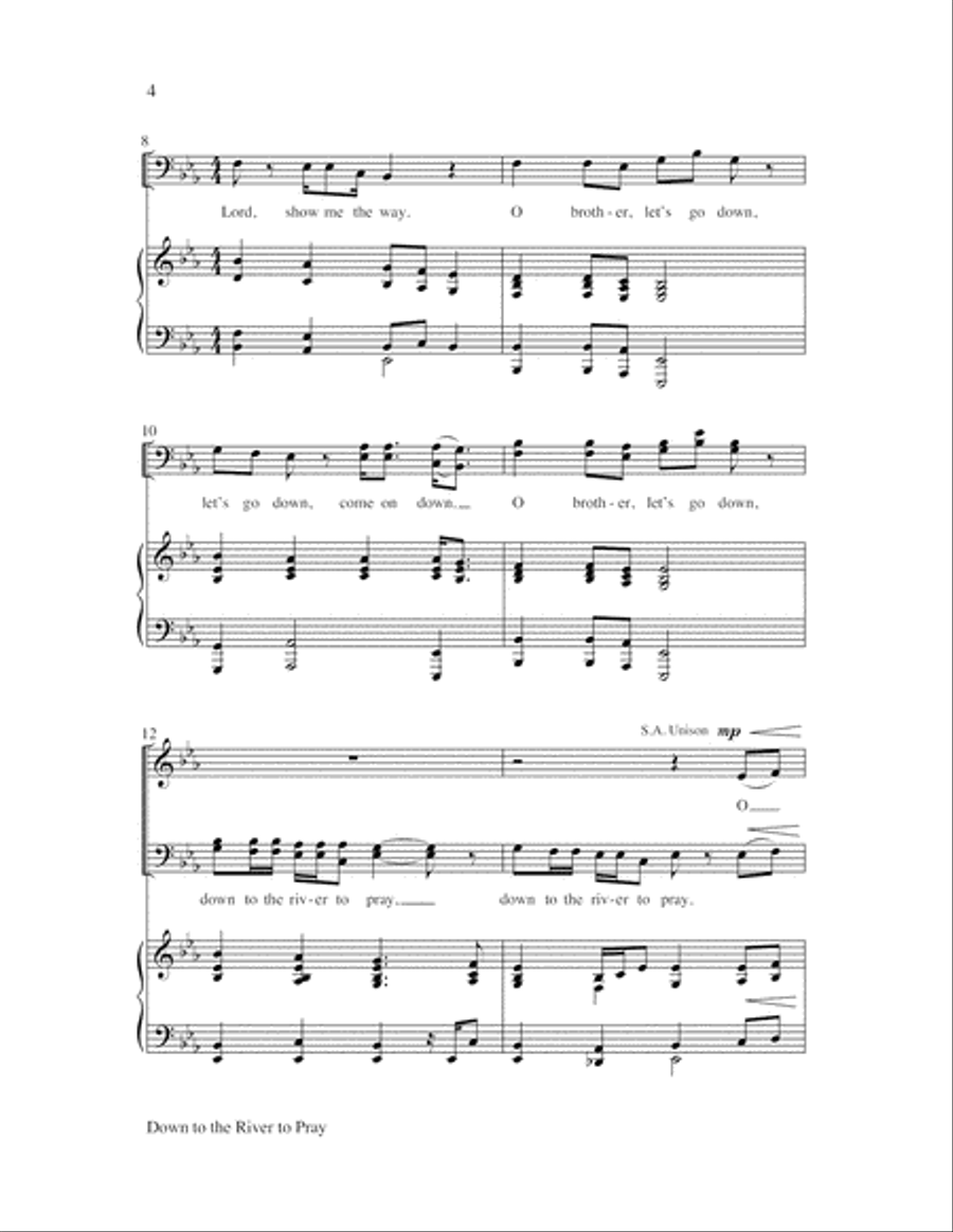 Down to the River to Pray with Lord, Listen to Your 4-Part scores gallery preview page 4