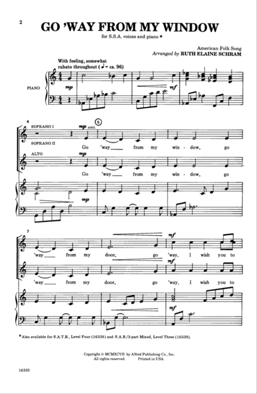 Go 'Way from My Window Women's Choir scores gallery preview page 9