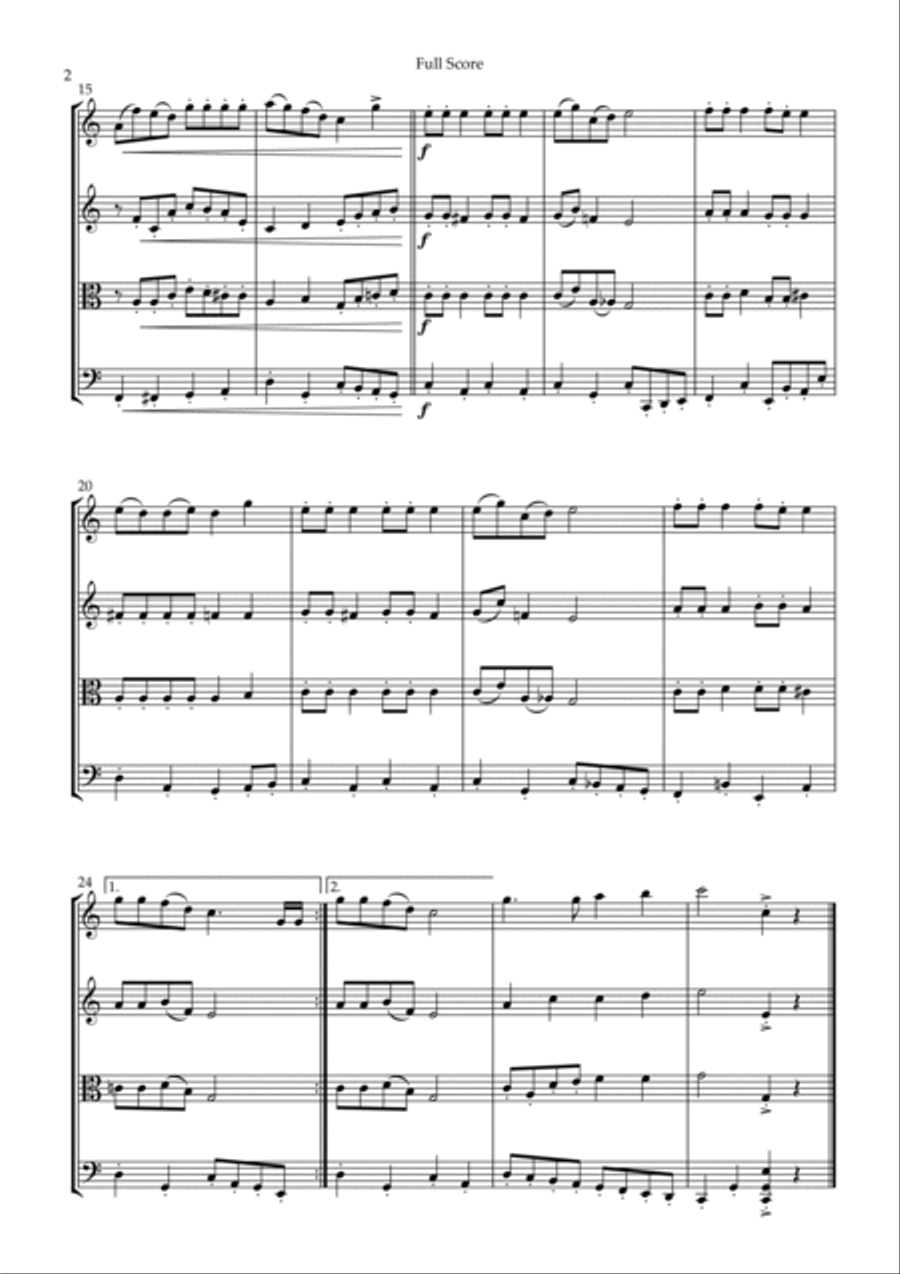 Jingle Bells (Christmas Song) for String Quartet String Quartet scores gallery preview page 2