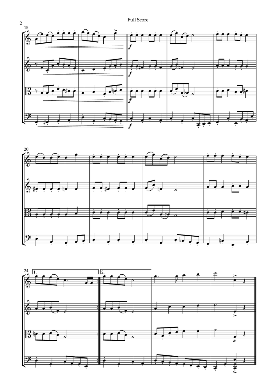 Jingle Bells (Christmas Song) for String Quartet Jingle Bells (Christmas Song) for String Quartet String Quartet scores gallery preview page 2