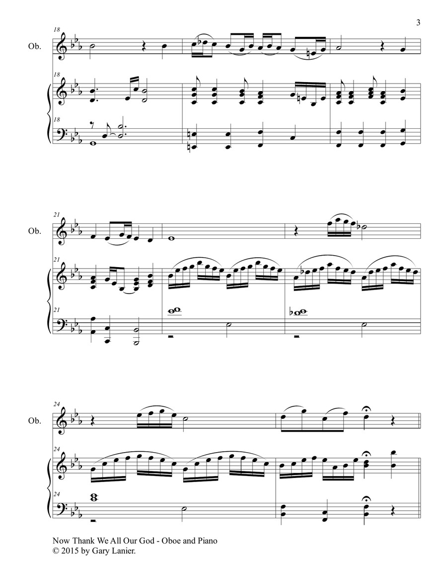 NOW THANK WE ALL OUR GOD (Duet – Oboe and Piano/Score and Parts) Woodwind Duet scores gallery preview page 4
