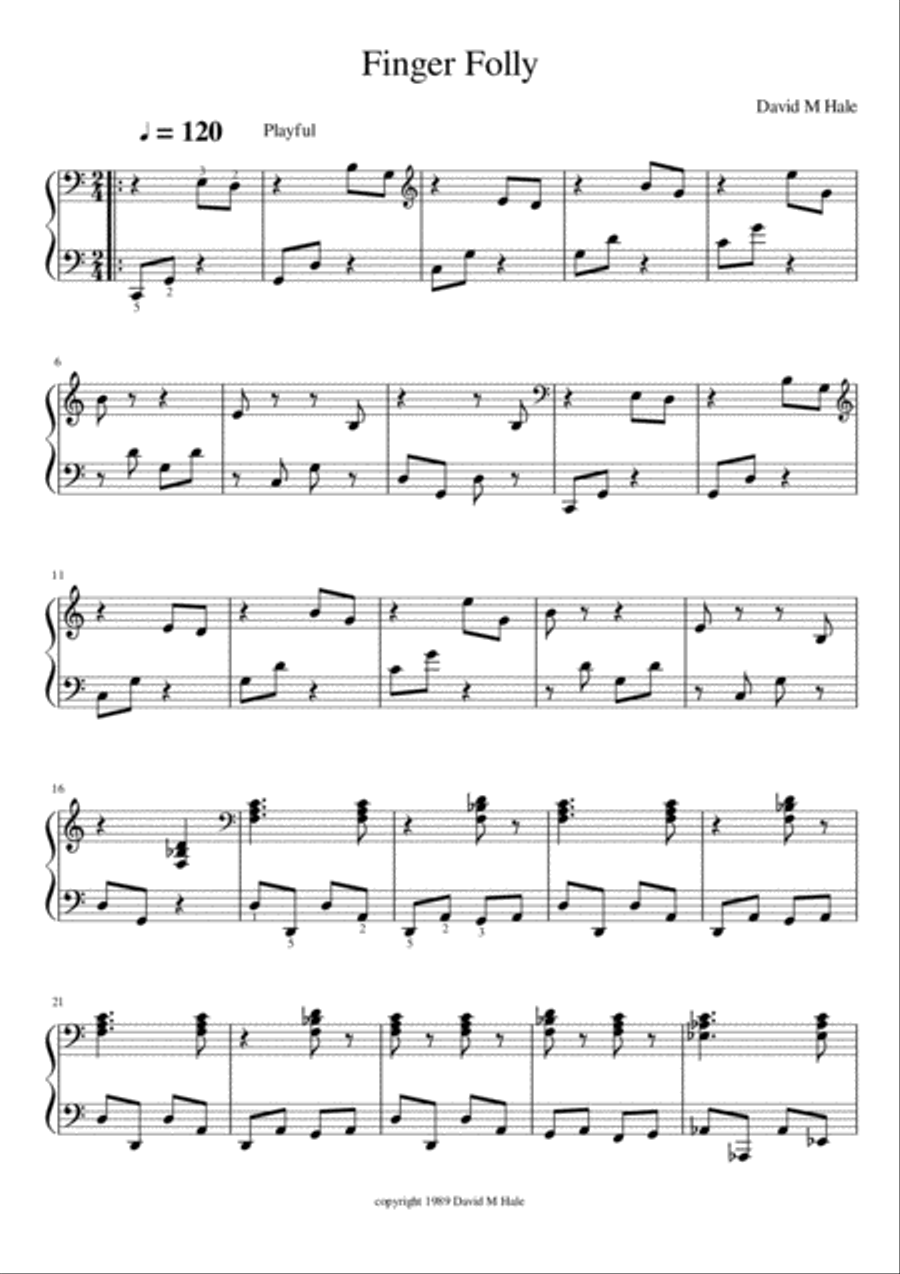 Finger Folly Easy Piano - Digital Sheet Music