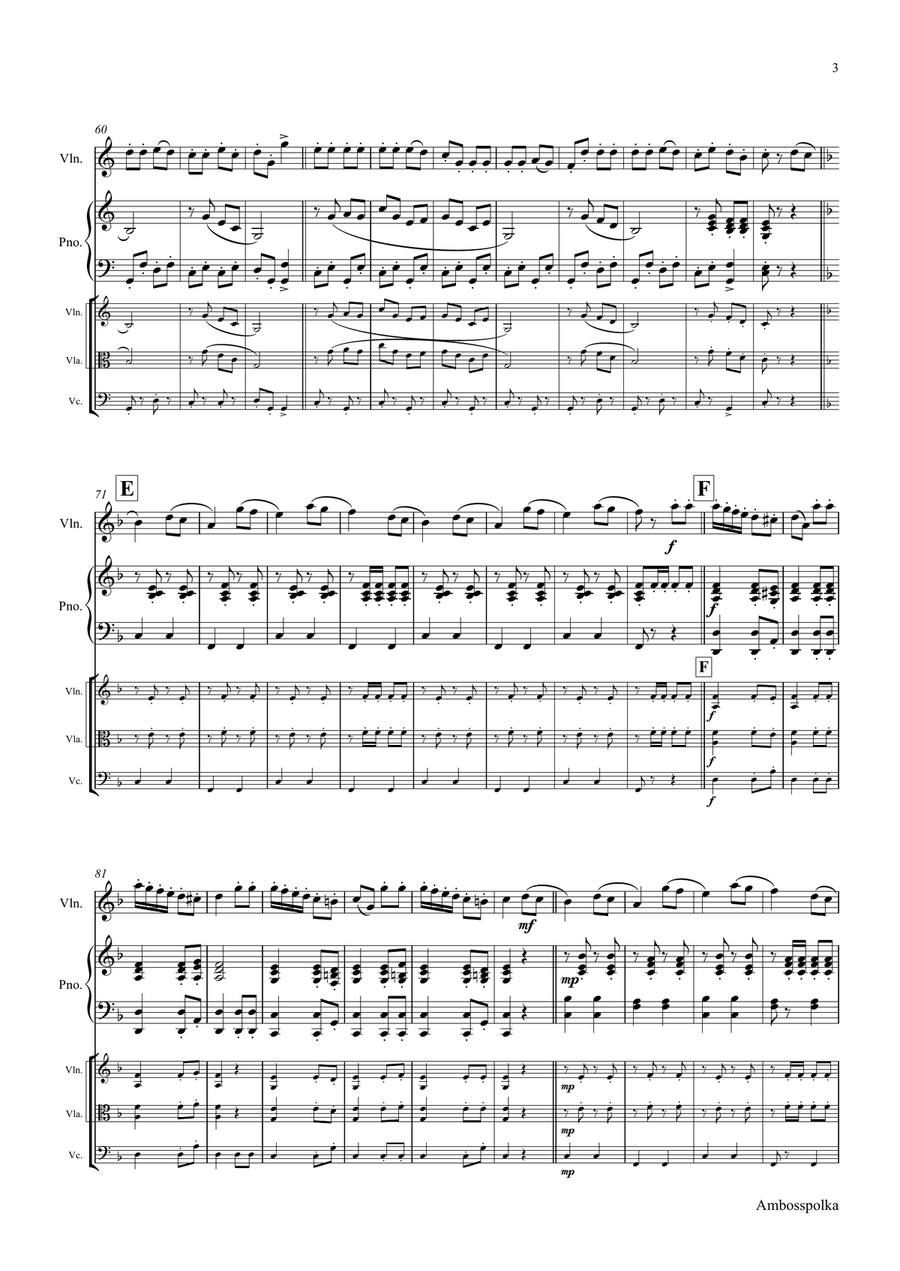 Amboss-Polka - German Polka - Oktoberfest - Violin Piano String Orchestra scores gallery preview page 3