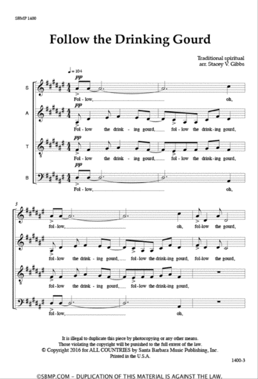 Follow the Drinking Gourd - SATB a cappella Octavo Follow the Drinking Gourd - SATB a cappella Octavo 4-Part scores gallery preview page 2