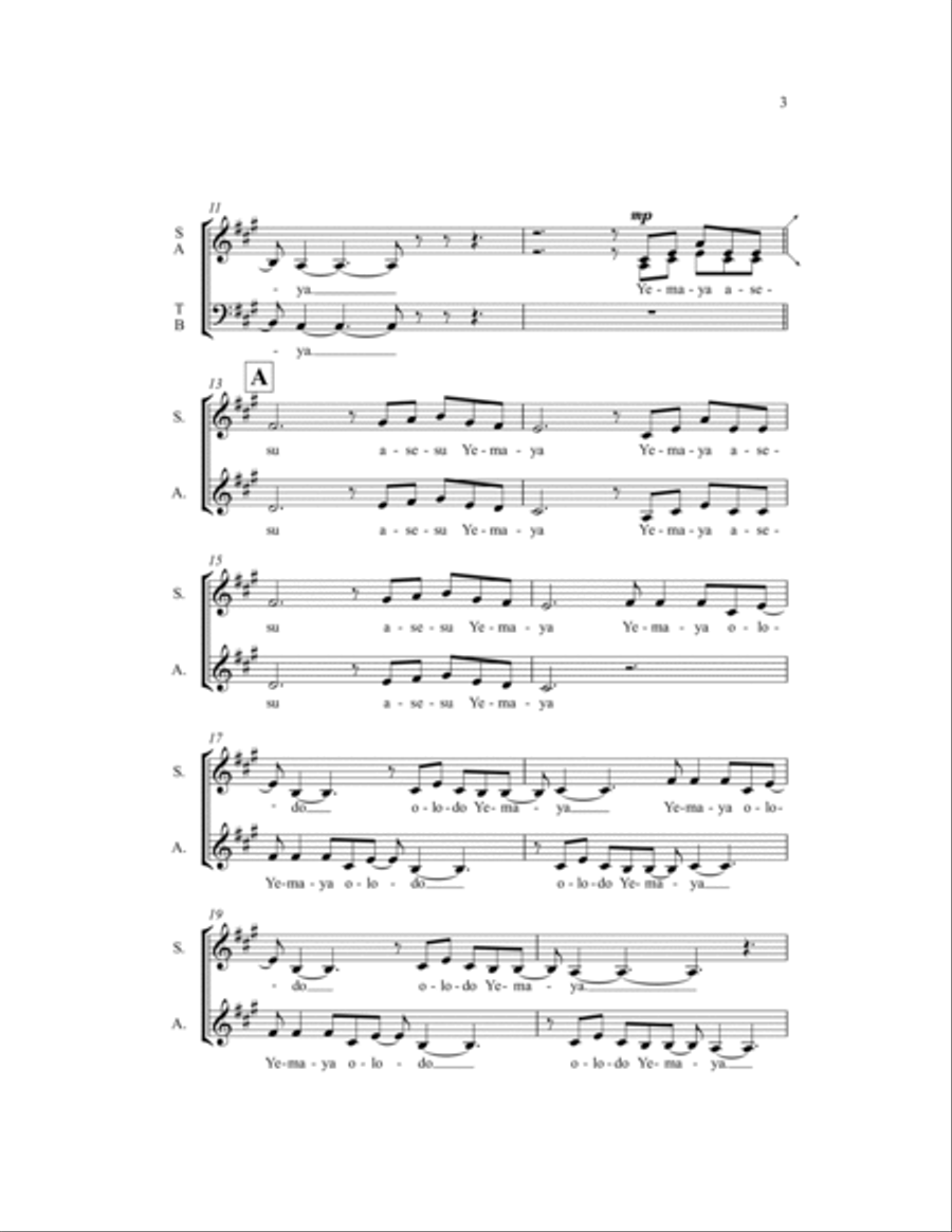 Yemaya Asesu 4-Part scores gallery preview page 3