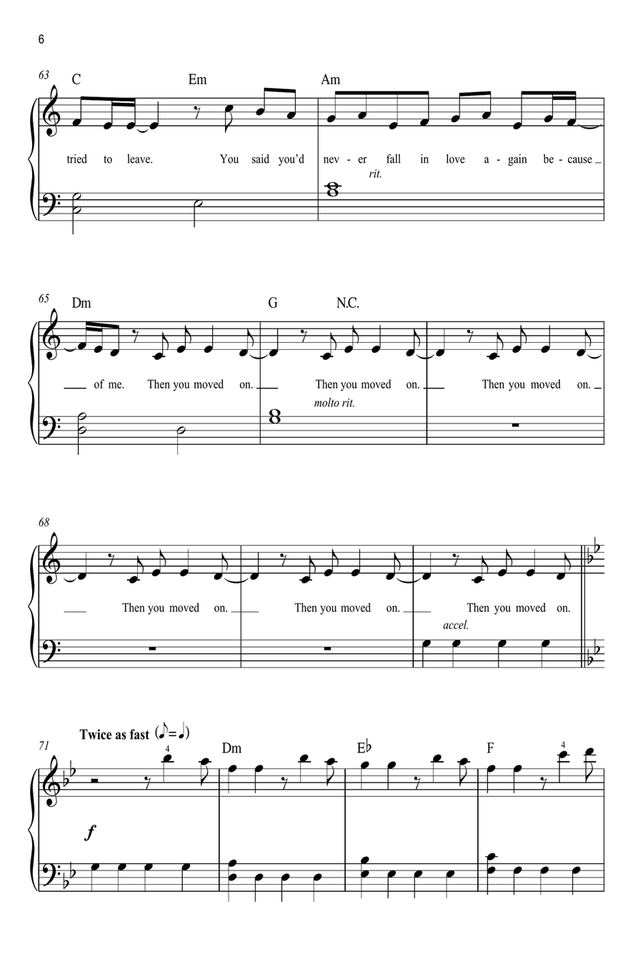 L'AMOUR DE MA VIE Easy Piano scores gallery preview page 6