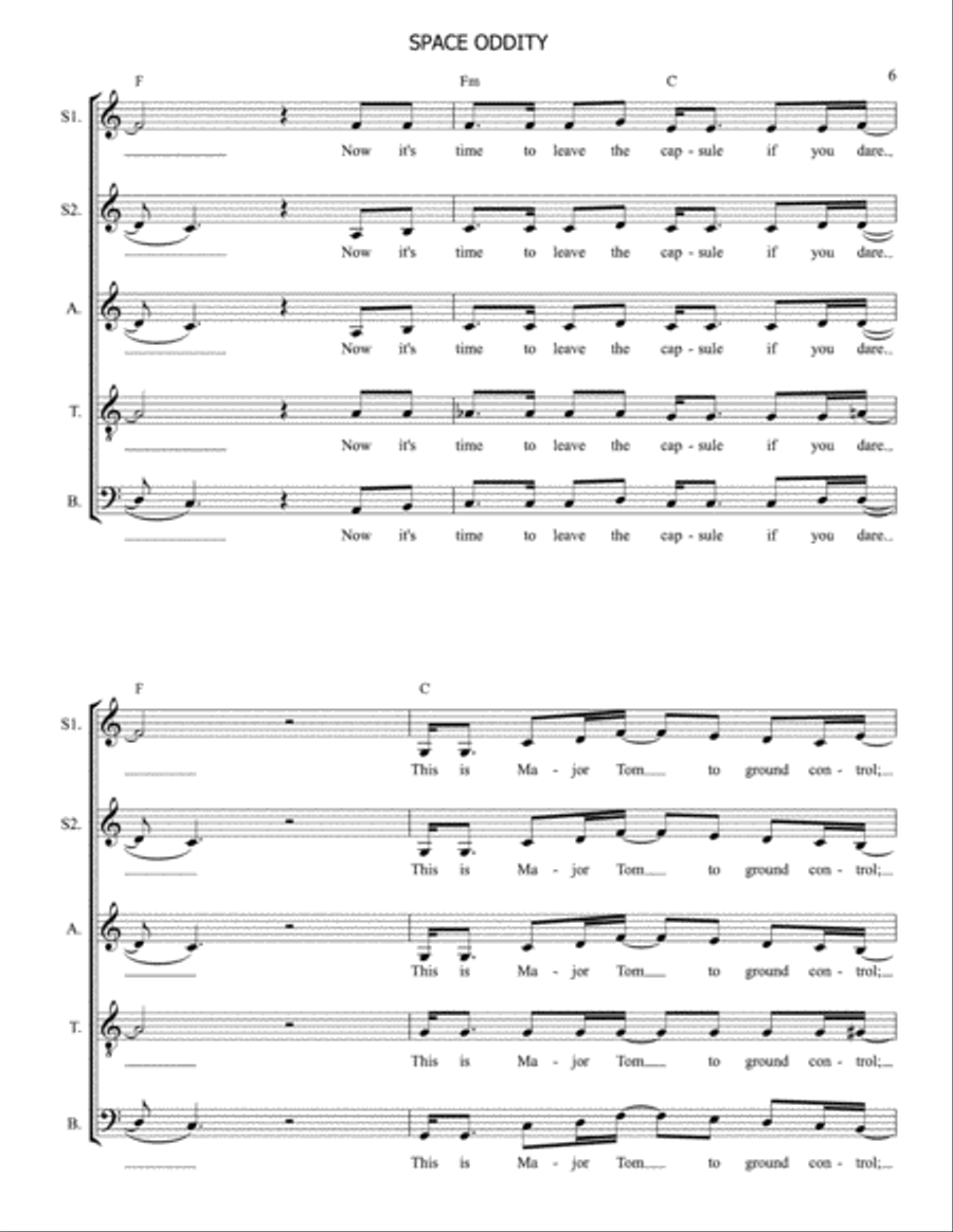 Space Oddity Voice Solo scores gallery preview page 6
